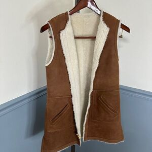 Lampo Faux Sherpa Lined Nubuck Full Zip Vest Medium